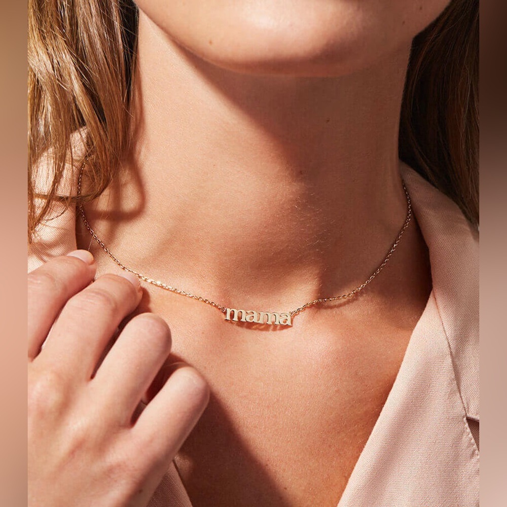 MAMA Letter Chain Necklace Gold Plated - Picture 2 of 5